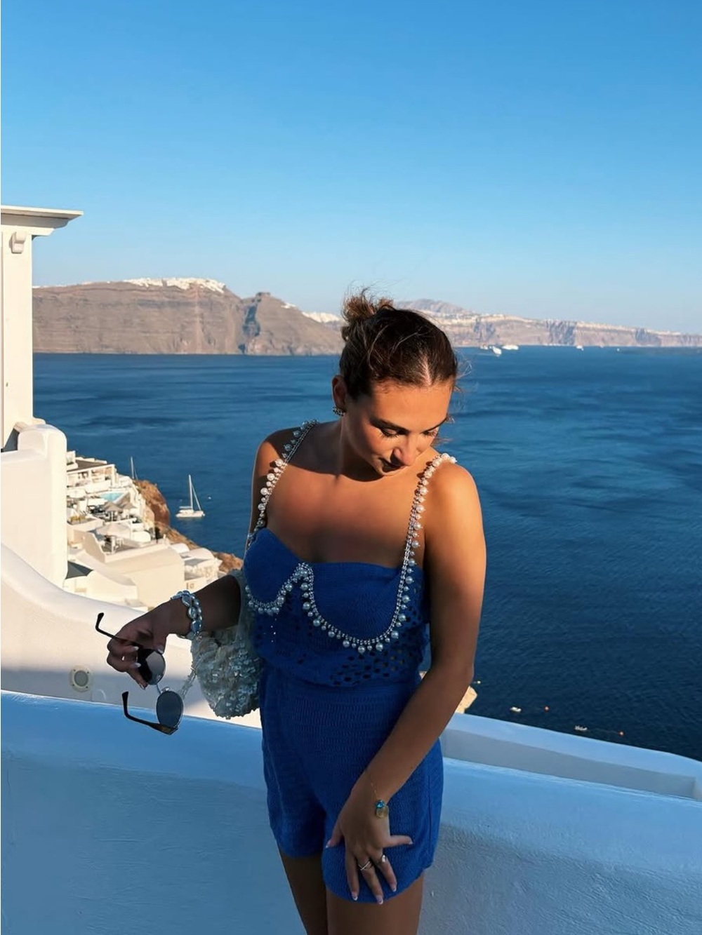 Beaded Strap Royal Blue Knit Set